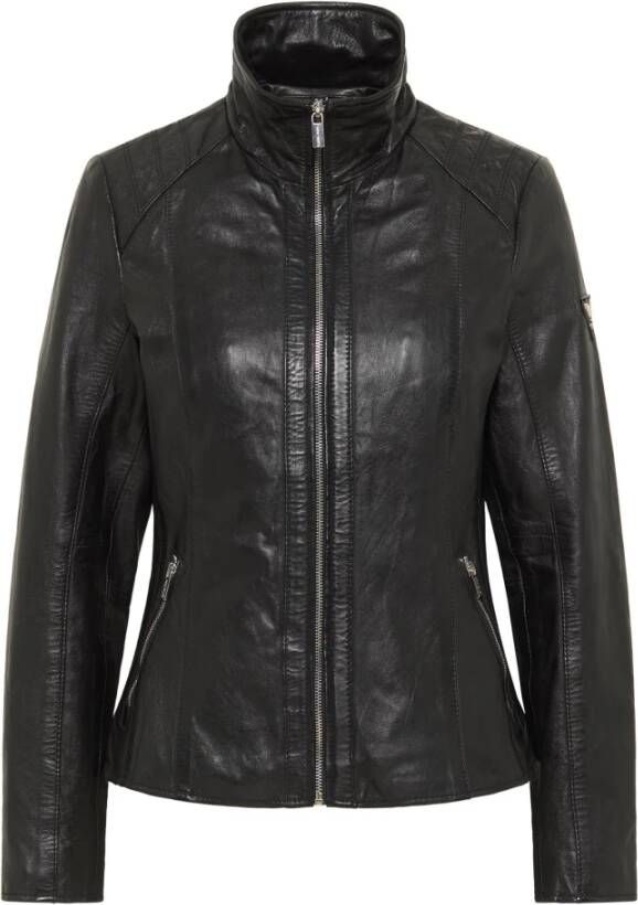 Carlo colucci Raven Leren Jas Uniek Ontwerp Black Dames