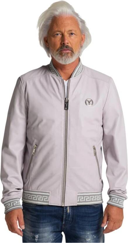 Carlo colucci Unieke Heren Leren Jas Colton Blouson Purple Heren