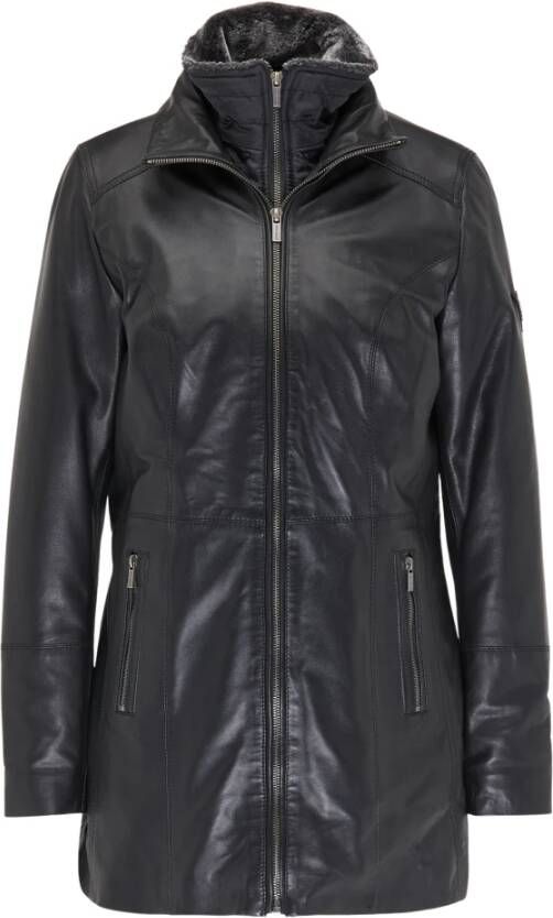 Carlo colucci Lange Donatella leren jas Black Dames