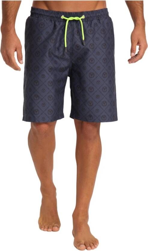 Carlo colucci Mannen zwemmen stammen met logo -printen Carmellini Blauw Heren