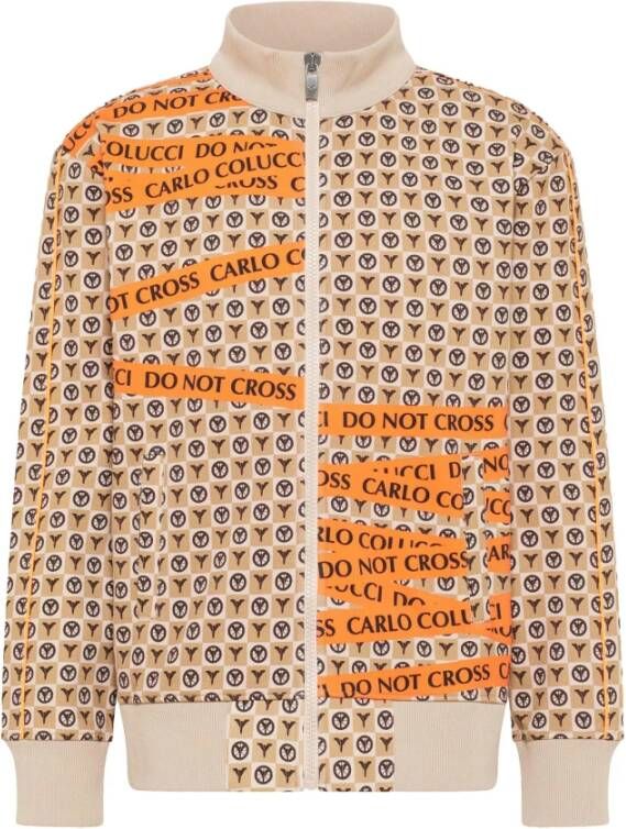 Carlo colucci Gemonogrammeerde katoenen cardigan voor heren Beige Heren