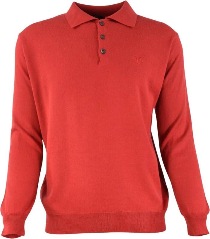 Carlo colucci Pullover met Polo Kraag in Wol Mix Candela Red Heren