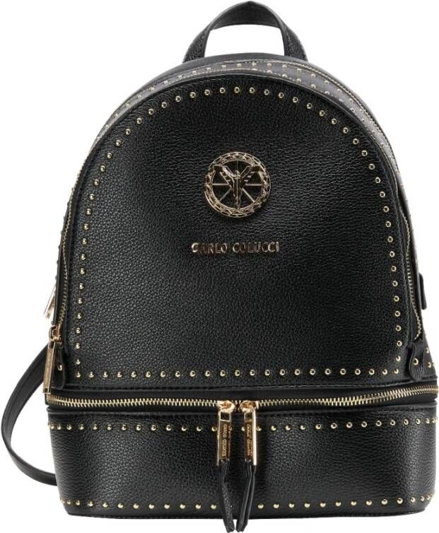 Carlo colucci Stadsrugzak met gouden studs Black Dames