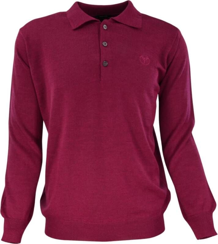 Carlo colucci Pullover met Polo Kraag in Wol Mix Candela Purple Heren
