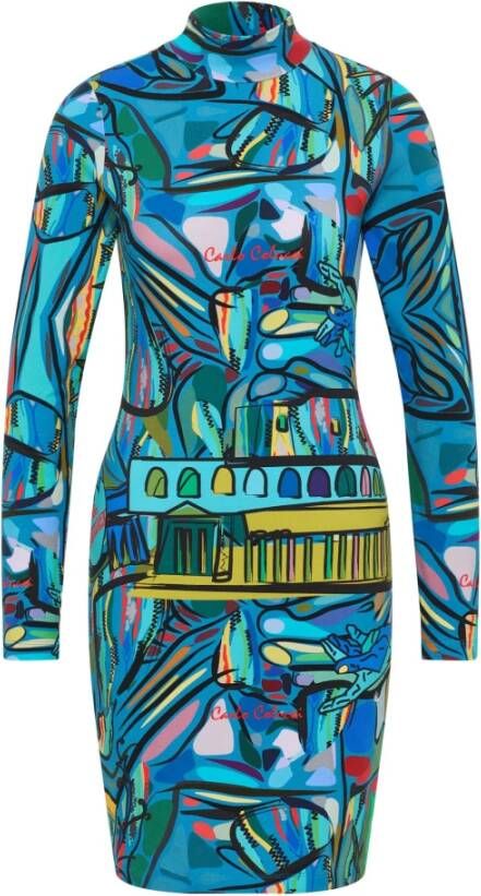 Carlo colucci Bedrukte Jurk De Rosa Blue Dames
