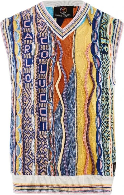 Carlo colucci Daccordo V-Hals Mouwloos Gebreid Multicolor Heren