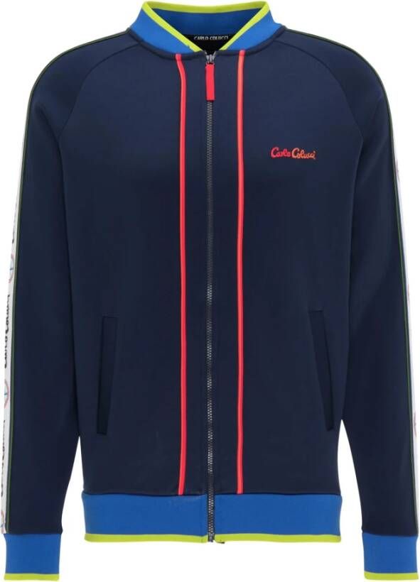 Carlo colucci Retro Sweatjacke met opstaande kraag Casaccia Blue Heren