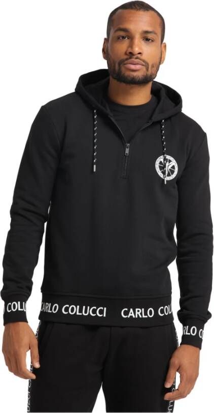 Carlo colucci Unieke Zip-through Sweatshirt Hoodie Black Heren