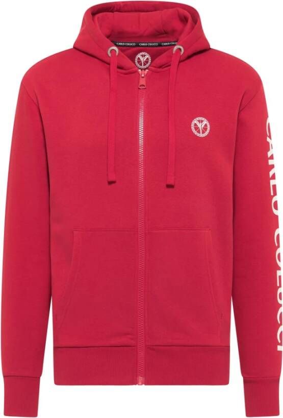 Carlo colucci Unieke Zip-through Sweatshirt voor Heren Red Heren