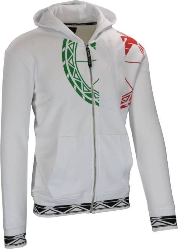 Carlo colucci Sweatshirt met ritssluiting en uniek design White Heren