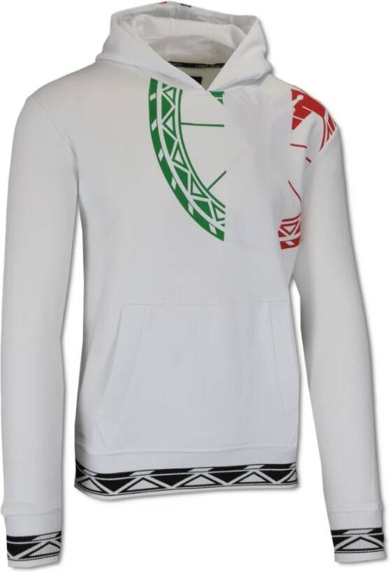 Carlo colucci Heren Sweathoodie met Groot Voorlogo White Heren