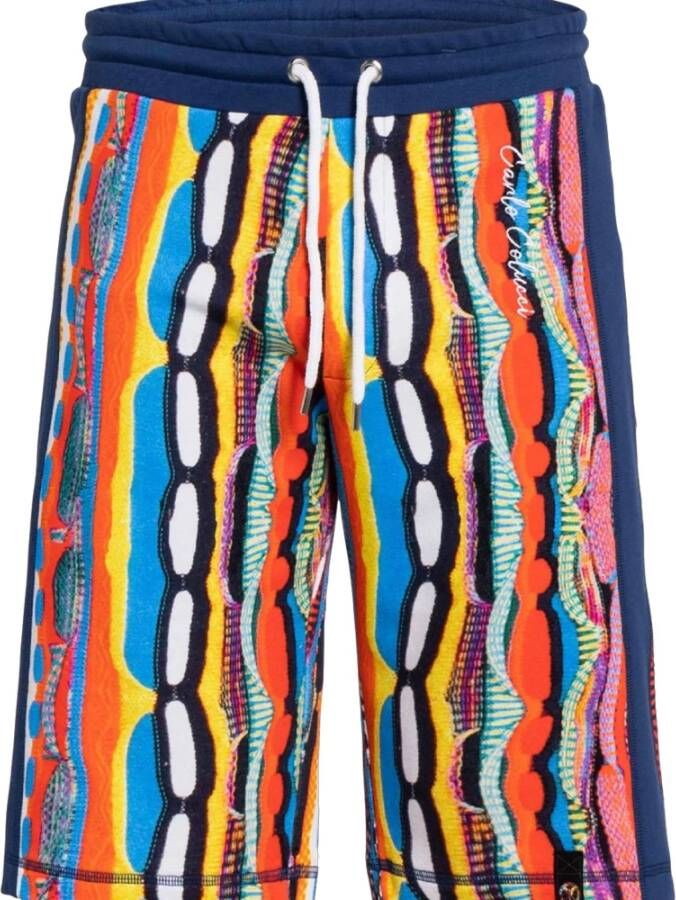 Carlo colucci Sweatose met kleurrijk Jacquard Blauw Heren