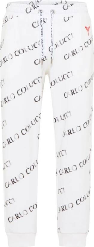 Carlo colucci Uniek Design Sweatpants met Davare Prints White Heren