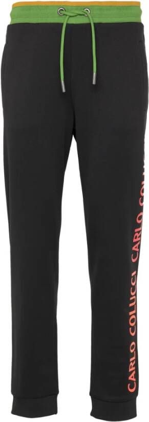 Carlo colucci Unieke Kunstwerk Sweatpants voor Mannen Black Heren