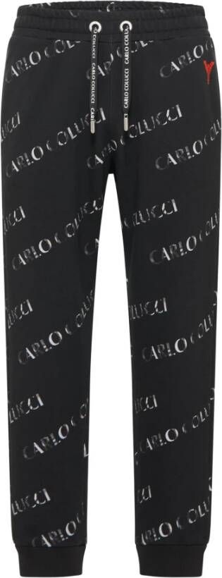 Carlo colucci Davare Sweatpants met Tekstprints Black Heren