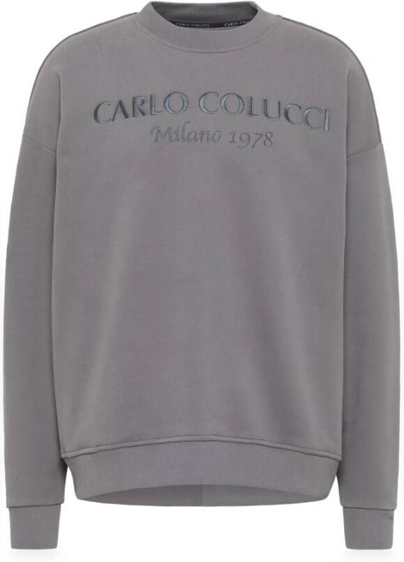Carlo colucci Oversized Sweatshirt met borduurwerk De Biasi Gray Heren