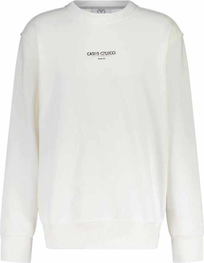 Carlo colucci Logo Geborduurde Basic Sweatshirt White Heren