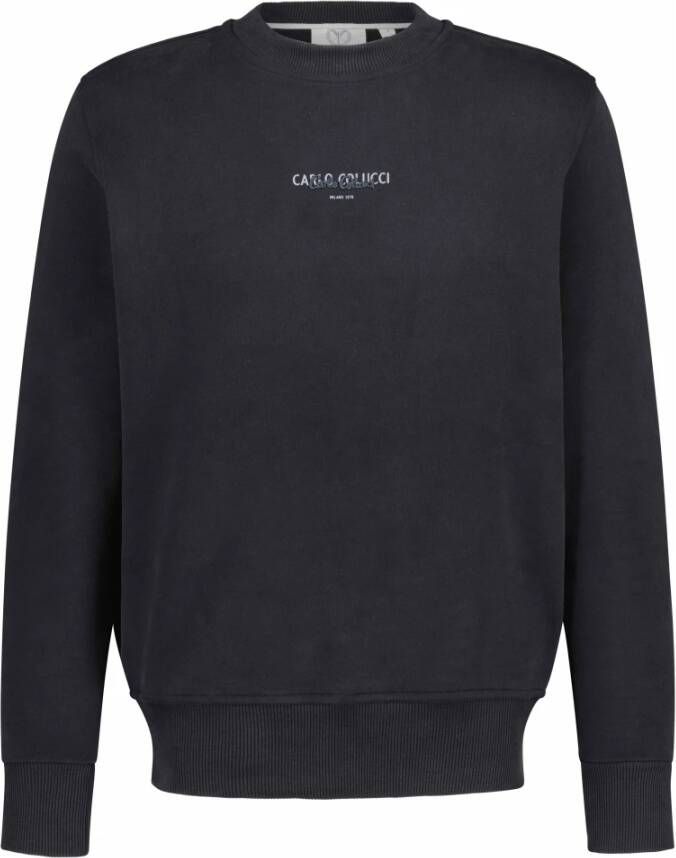 Carlo colucci Logo Geborduurde Basic Line Sweatshirt Black Heren