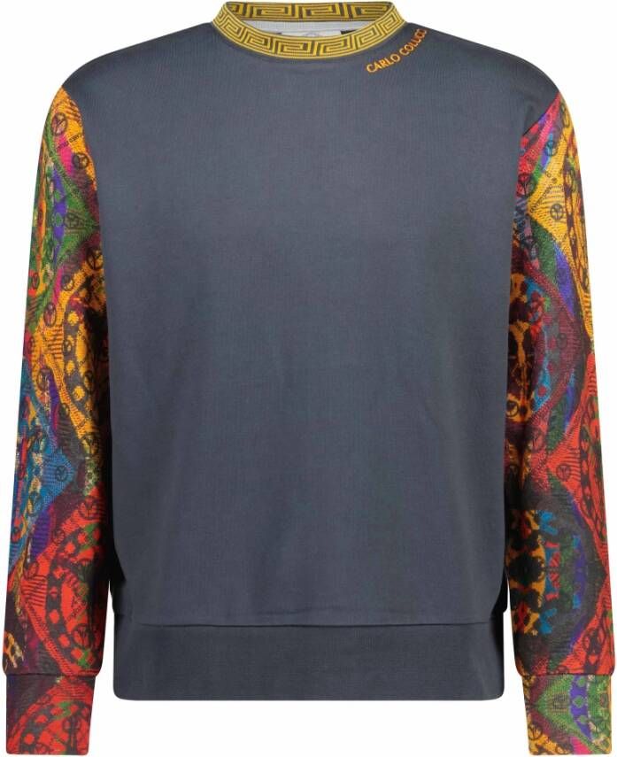 carlo colucci Sweatshirt met prints en logo borduursels Grijs Heren