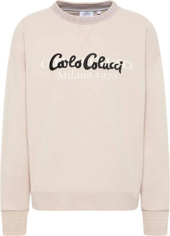 Carlo colucci Oversized Sweatshirt voor casual stijl Beige Heren