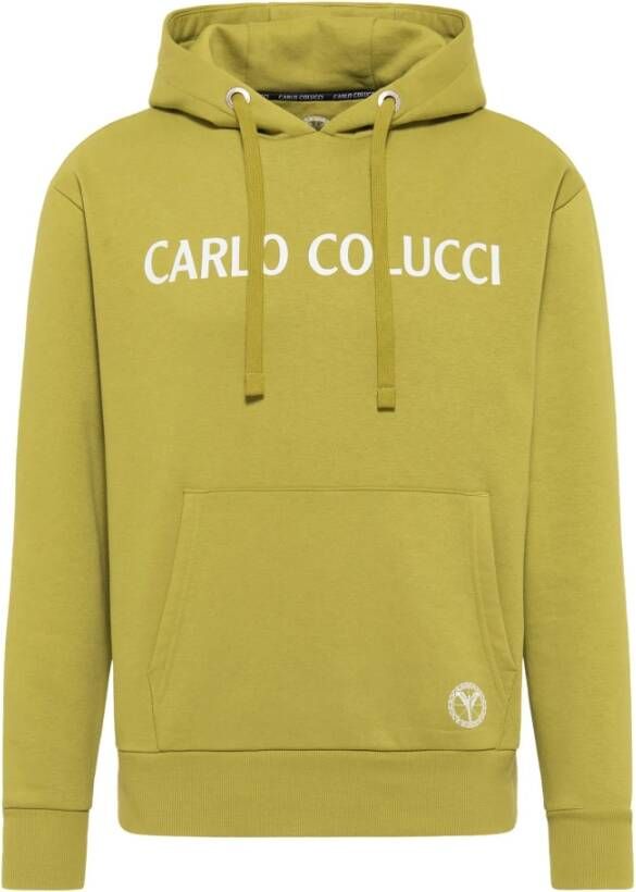 Carlo colucci Sweatshoodie met belettering op borst Corrado Groen Heren