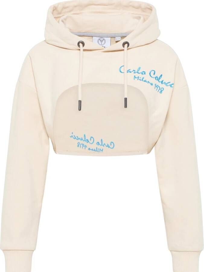 Carlo colucci Trendy Cropped Oversize Hoodie White Dames