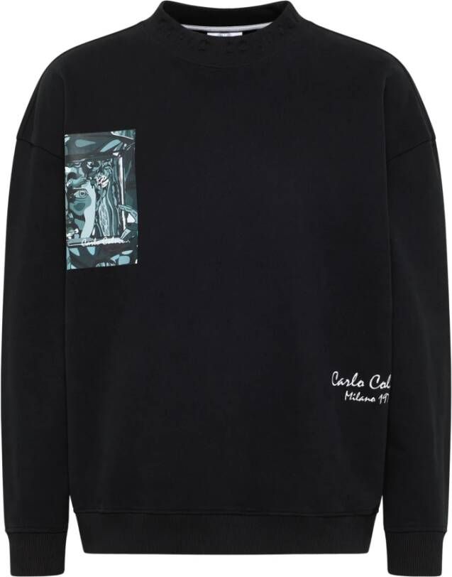 Carlo colucci Sweatshirt met prints en logo-details Black Heren