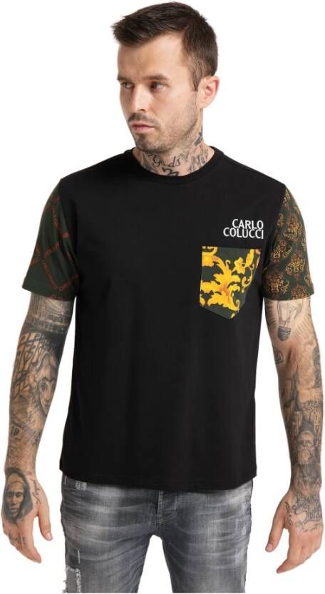 Carlo colucci T-Shirt met kleurrijke highlights Canzi Black Heren