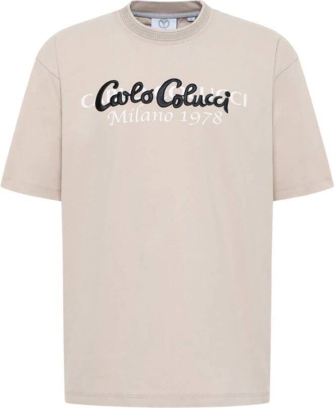 Carlo colucci Veelzijdig Oversize T-Shirt Beige Heren