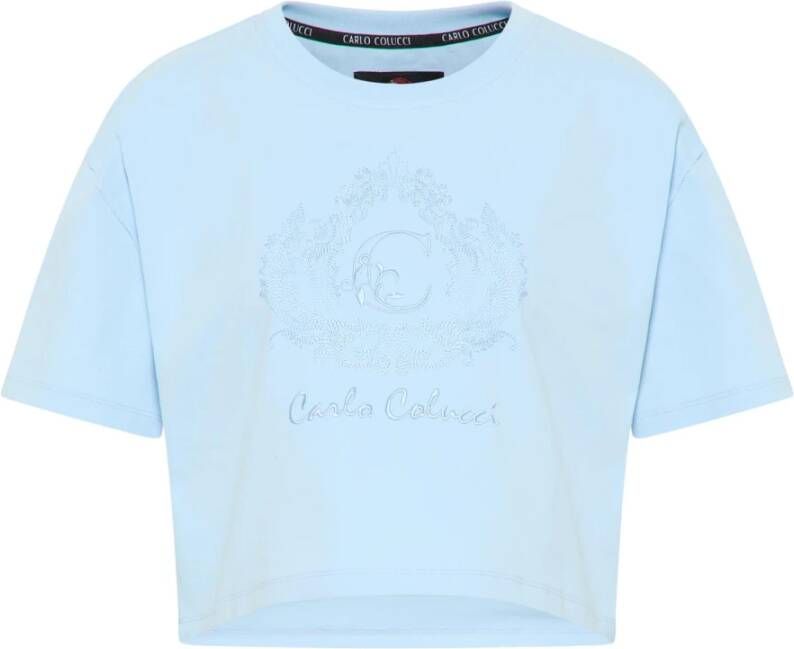 Carlo colucci Oversized Cropped T-Shirt Blue Dames