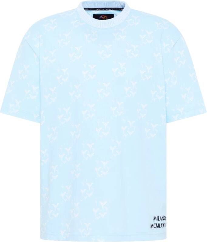 Carlo colucci Gebreide Snijverhaal T-Shirt Blue Heren