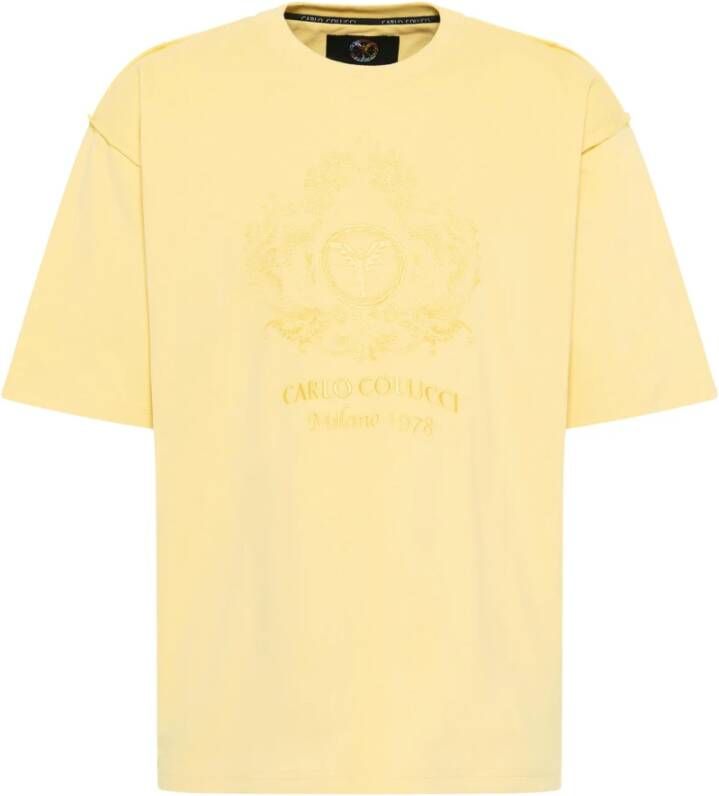 Carlo colucci Oversized Geborduurd T-shirt De Bortoli Yellow Heren