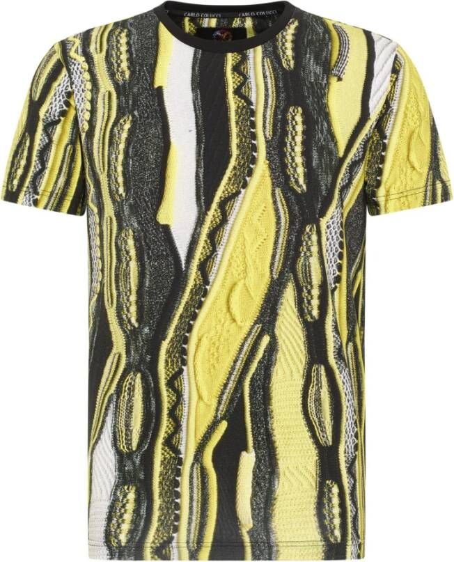 Carlo colucci Gebreide Print T-Shirt Damiani Yellow Heren