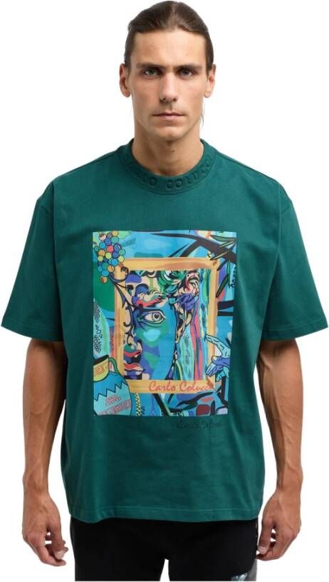 Carlo colucci Oversized T-shirt met korte mouwen Green Heren
