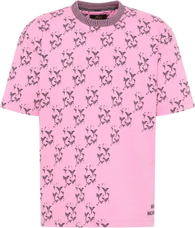 Carlo colucci Gebreide Snijverhaal T-Shirt Pink Heren