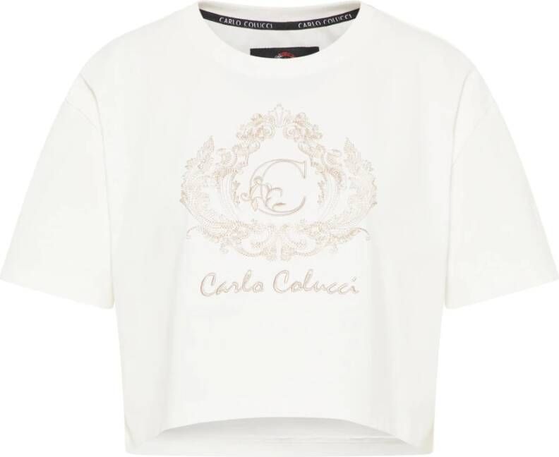 Carlo colucci Uniek Cropped Oversize T-Shirt White Dames