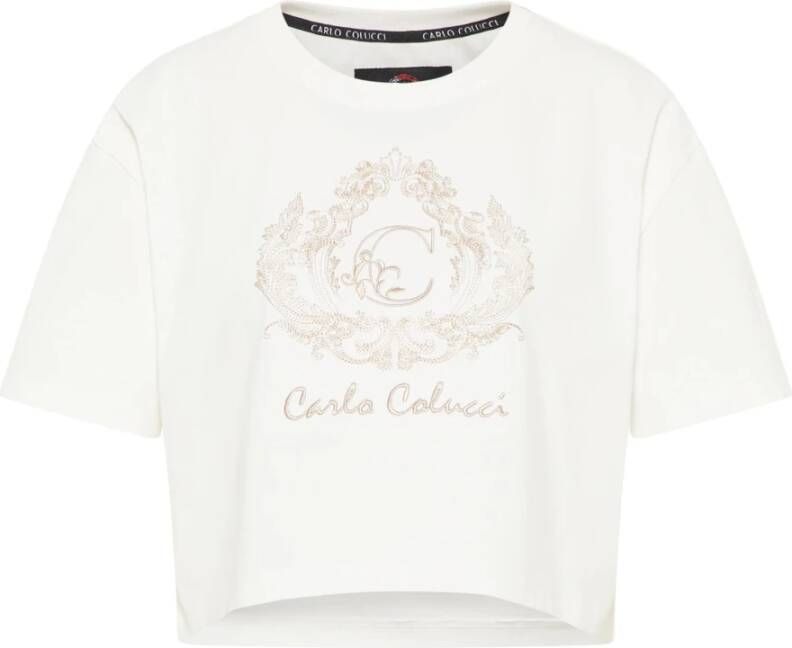Carlo colucci Uniek Cropped Oversize T-Shirt White Dames