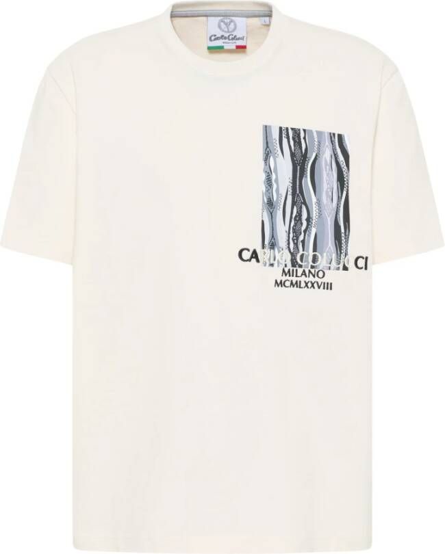 Carlo colucci Gebreide Snijverhaal T-Shirt White Heren