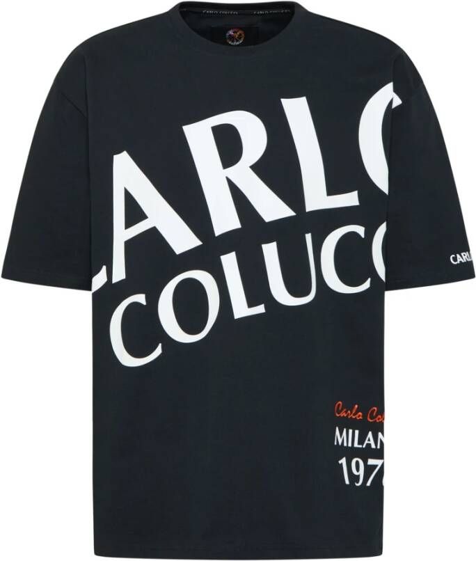 Carlo colucci Comfortabel Oversize T-Shirt met Logo Print Black Heren