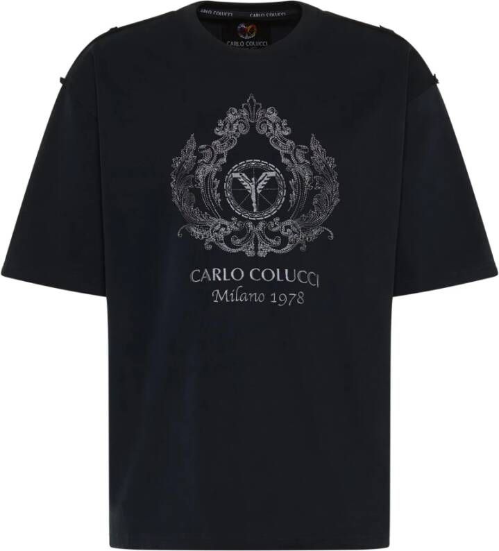 Carlo colucci De Bortoli Geborduurd Oversized T-Shirt Black Heren