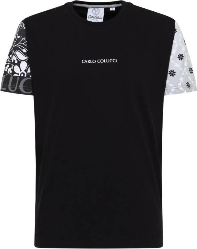 Carlo colucci Oversized Geruit T-Shirt Black Heren