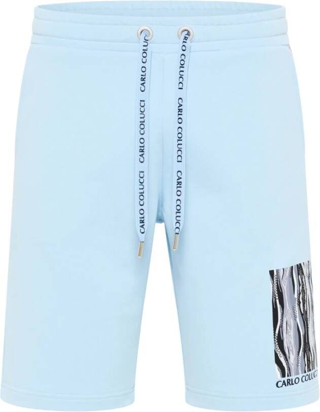 Carlo colucci Korte Gebreide Snijverhaal De Pasquale Herenshorts Blue Heren