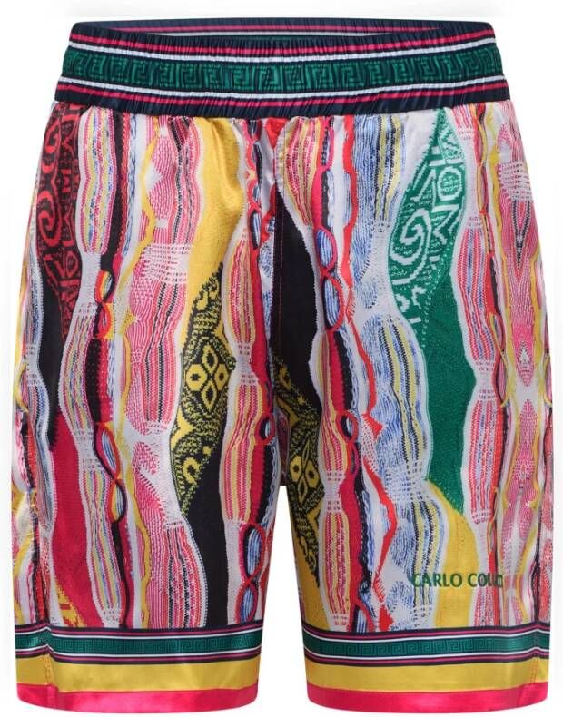 Carlo colucci Kleurrijke Border Shorts Pink Heren