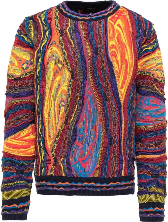 Carlo colucci Heren Allover Jacquard Trui Marine-Rood Blue Heren
