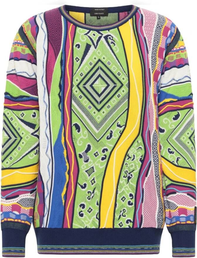 Carlo colucci Gebreide trui met ruitpatroon Multicolor Heren