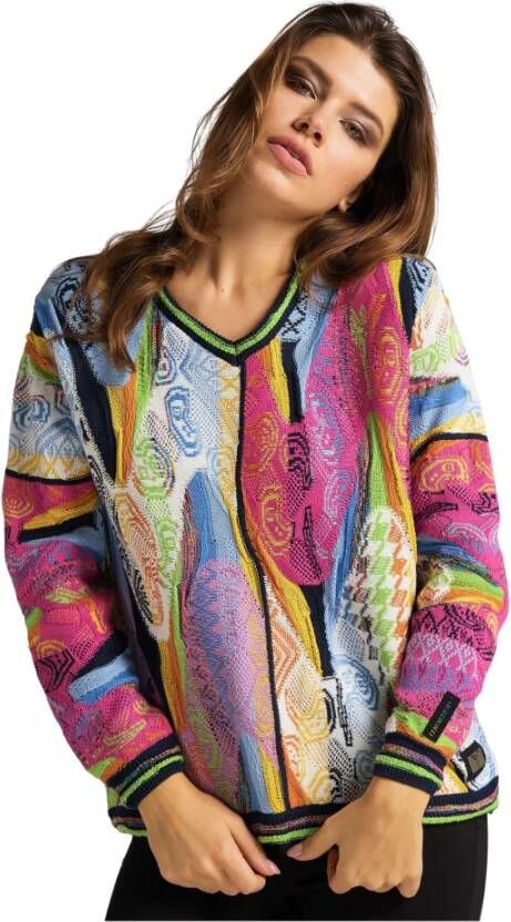 Carlo colucci Jacquard V-Hals Trui Curtoni Multicolor Dames