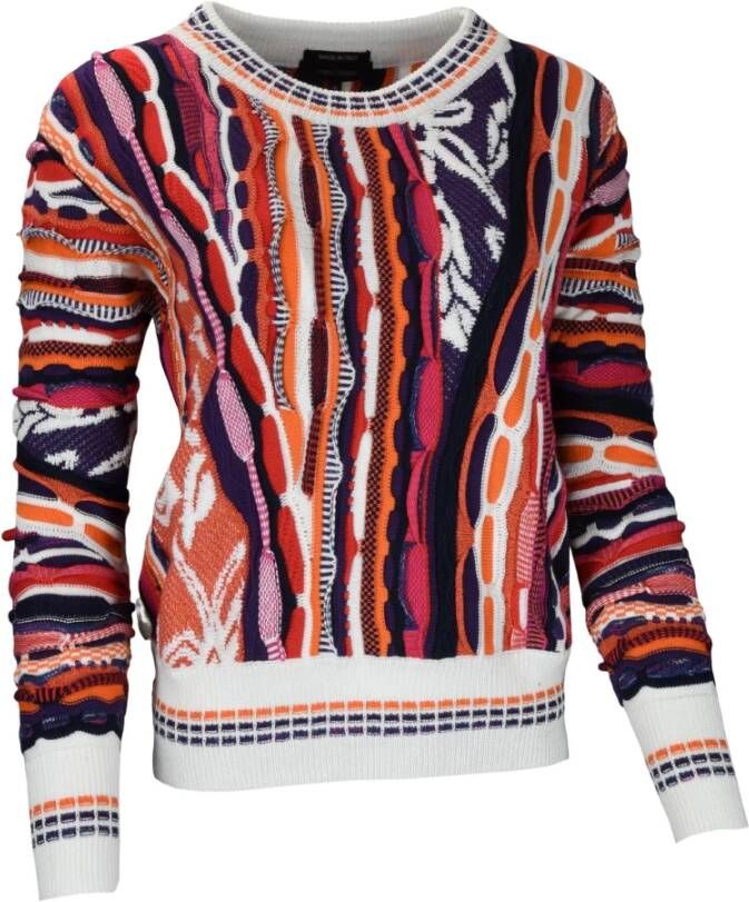 Carlo colucci Unieke Allover Gestructureerde Dames Gebreide Trui Multicolor Dames