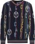 Carlo colucci Unieke V-hals Gebreide Trui met Logo Print Cubich Blue Heren - Thumbnail 1