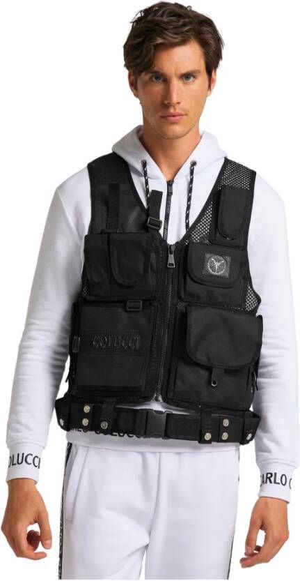 Carlo colucci Vest in militaire uitstraling Zwart Heren