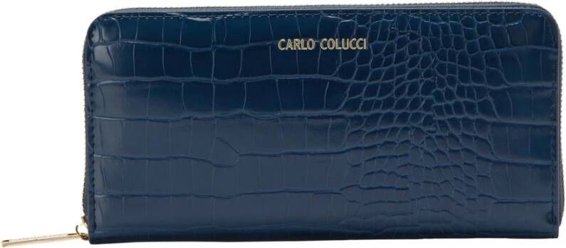 Carlo colucci Covi Portemonnee met Gouden Details Blue Unisex